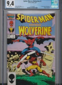 SPIDER-MAN VS WOLVERINE #1 CGC 9.4 WHITE 2/87  MARVEL