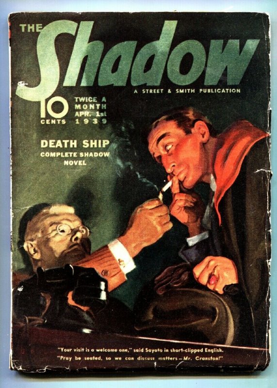 SHADOW 1939 pulp magazine APR 1-GREAT ISSUE-RARE PULP-vg