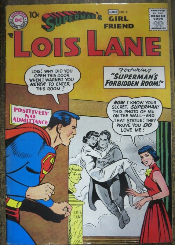 SUPERMAN'S GIRLFRIEND LOIS LANE #2 FINE (DC, June 1958) Stain on cover, see pics