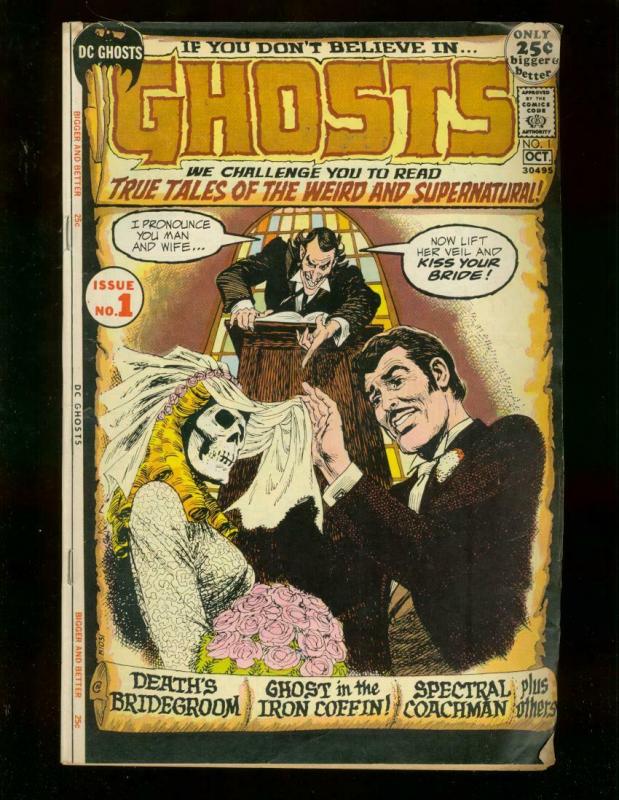 GHOSTS #1 DC GIANT 1971 HORROR SKULL COVR TATTOO TERROR VG