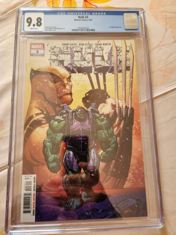 HULK #3 CGC 9.8 RYAN OTTLEY COVER! INCREDIBLE HULK #770