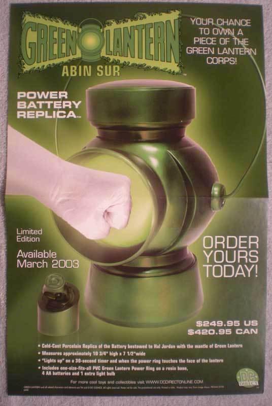 GREEN LANTERN REPLICA BATTERY Promo poster, 2003, Unused, more in our store