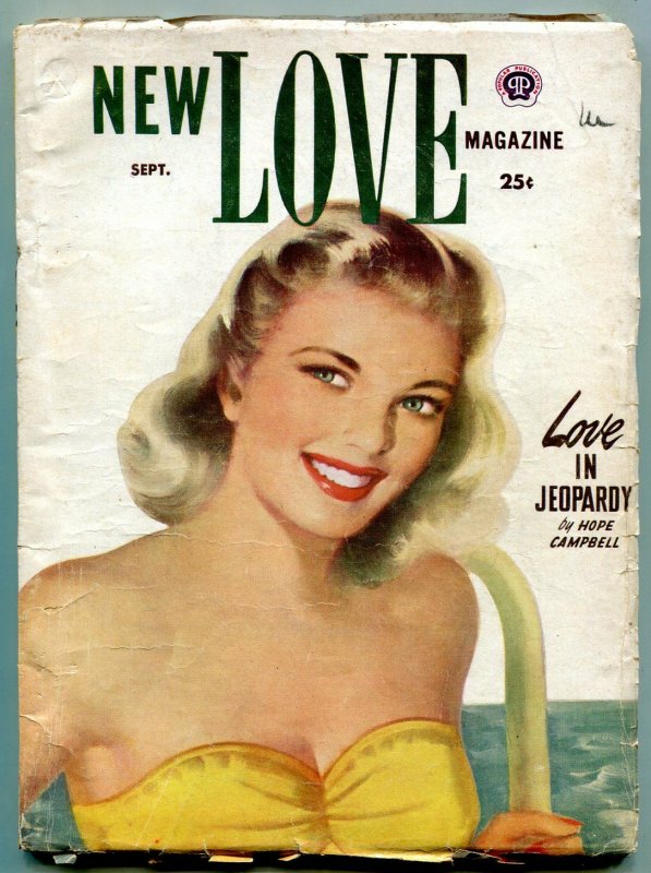 New Love Magazine Pulp September 1952- Love in Jeopardy VG