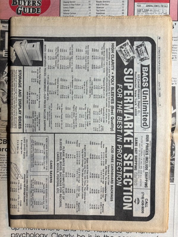 1989 COMICS BUYERS GUIDE Newspaper #814 VG+ 4.5 First Classics / Batman Movie