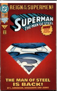 Superman: The Man of Steel #22 Die-Cut Cover (1993) Steel [Key Issue]