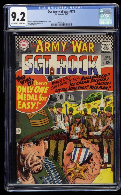 Our Army at War #178 CGC NM- 9.2 Off White to White