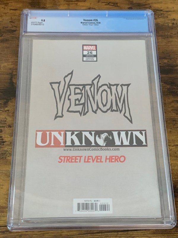 Venom #26 Kirkham Virgin Edition. 1st distributed app. of Virus. CGC, 9.8.