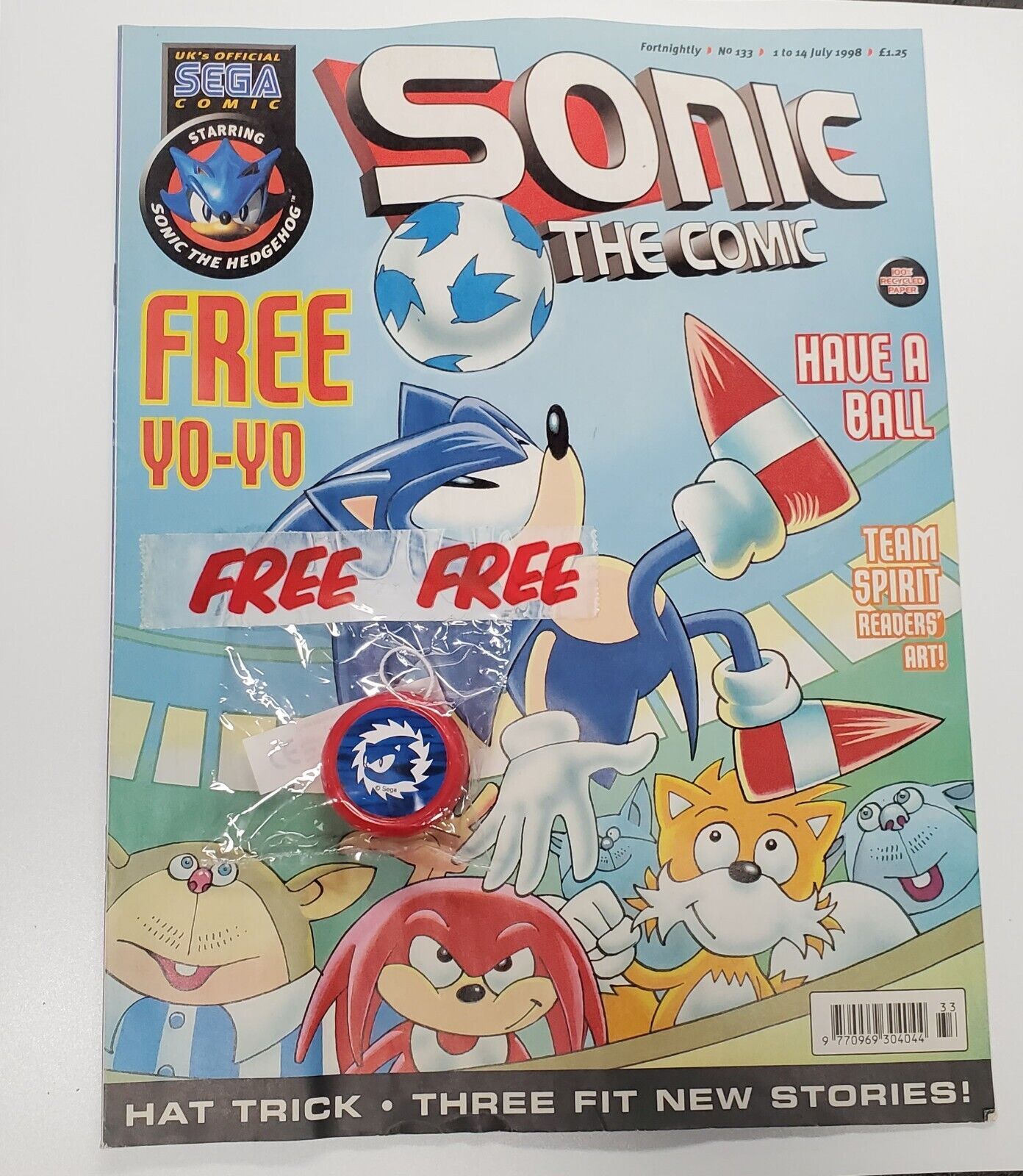 Sonic the Comic #134A FN; Fleetway Quality, Hedgehog with bag tag bonus -  1998