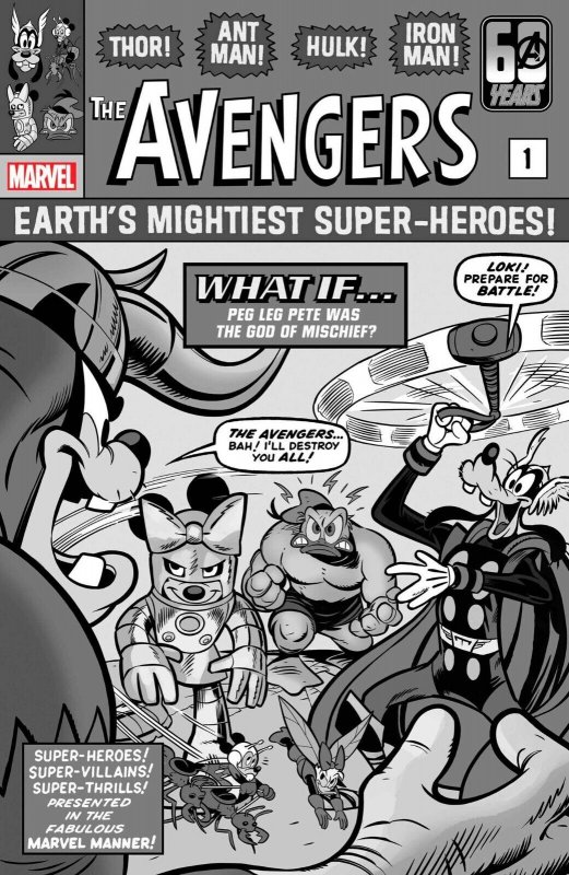 (2024) AMAZING SPIDER-MAN #41 1:100 DISNEY B/W AVENGERS #1 Homage Variant Cover