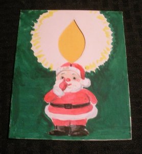 CHRISTMAS Santa Claus Has an Idea Die-Cut 4.5x5.5 Greeting Card Art #C1958