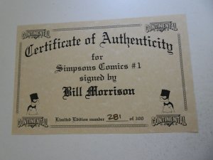 Simpsons Comics #1 (1993) Signed by Bill Morrison W/CoA! VF/NM Condition