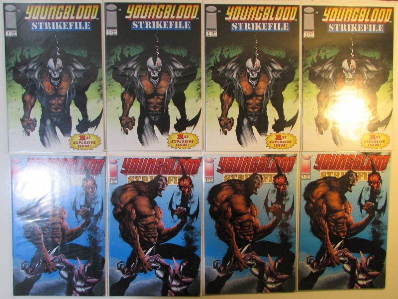 1993 Youngblood Strikefile Lot of 8 #1 x4, 2 x4 Image Flip Book Comics