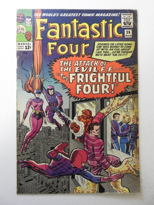 Fantastic Four #36 (1965) VG Condition moisture stain, rust on bottom staple