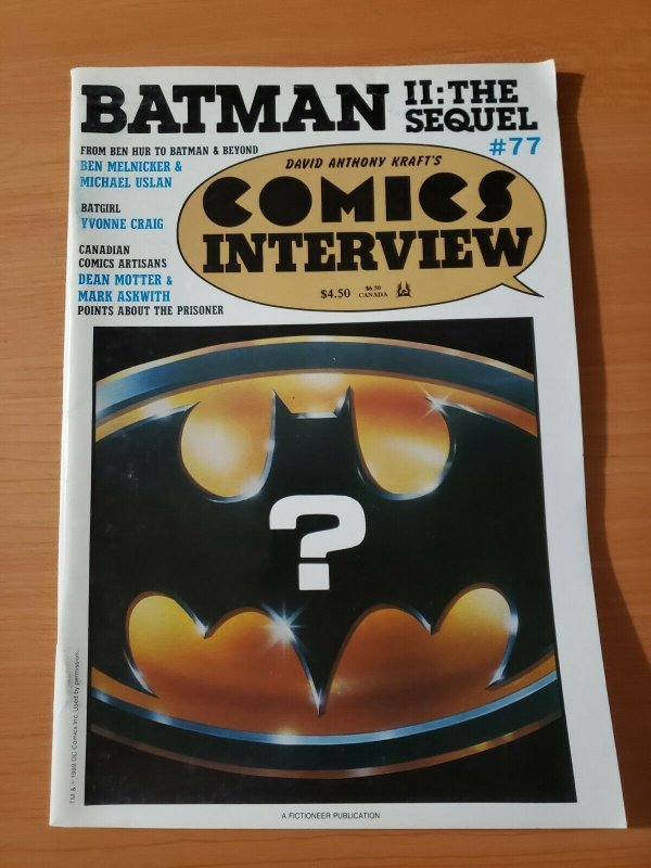 David Anthony Kraft's Comics Interview #77 ~ VERY FINE - NEAR MINT ~ 1989 Batman