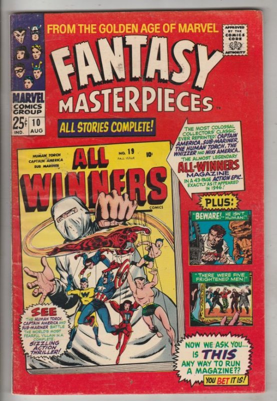 Fantasy Masterpieces #10 (Aug-67) FN/VF Mid-High-Grade Captain America, Bucky...