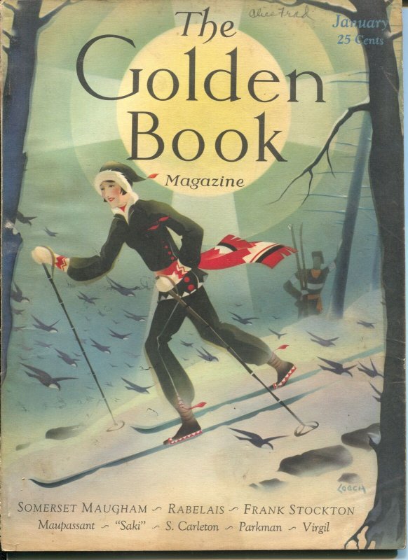 Golden Book 1/1931-pulp fiction-art deco cover-Maugham-Saki-Orban-VG