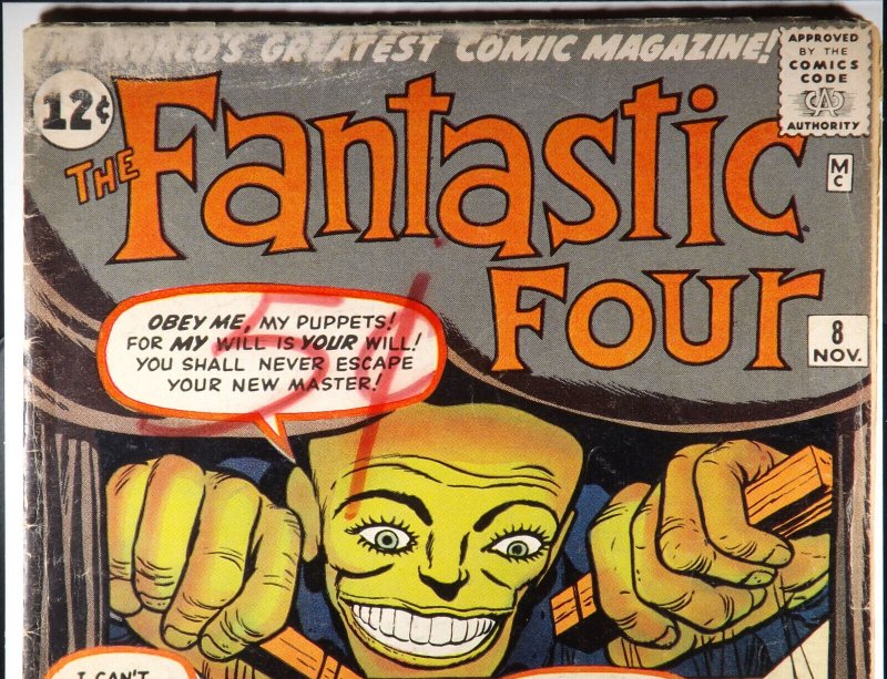 FANTASTIC FOUR #8 GD/VG 1st Appearance Alicia Masters Puppet Master 1962 Marvel