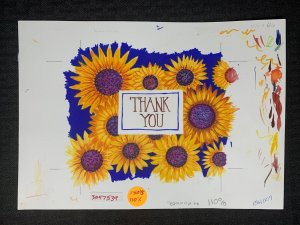 THANK YOU NOTE Colorful Sunflowers 10x7.25 Greeting Card Art #94009 w/ 11 Cards