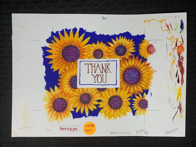 THANK YOU NOTE Colorful Sunflowers 10x7.25 Greeting Card Art #94009 w/ 11 Cards