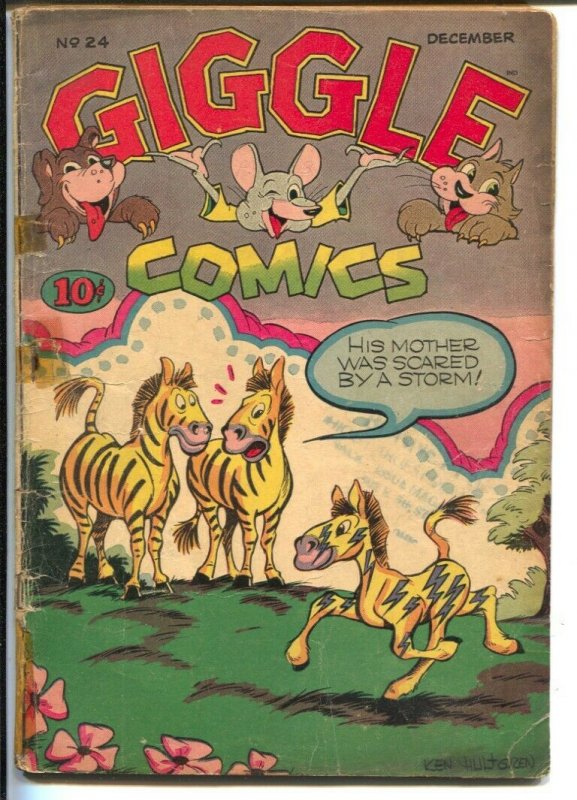 Giggle #24 1945-ACG-Ken Hultgren Zebra gag cover-Superkatt-FR