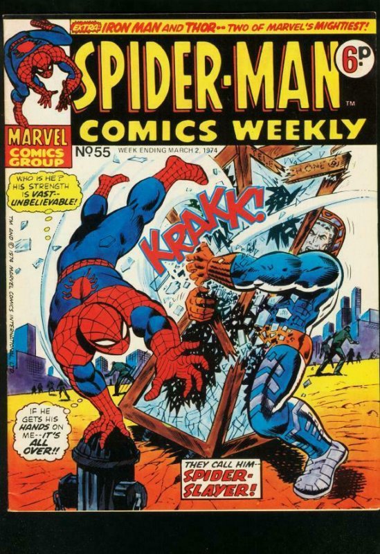 SPIDER-MAN COMICS WEEKLY #55 1974-ROMITA-BRITISH-IRON MAN-THOR FN