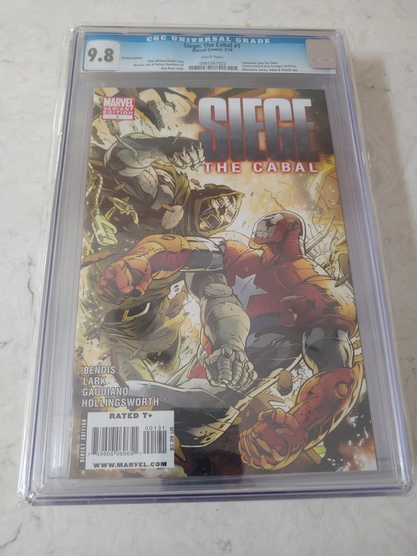 SIEGE: THE CABAL #1 CGC 9.8 VARIANT COVER WHITE PAGES