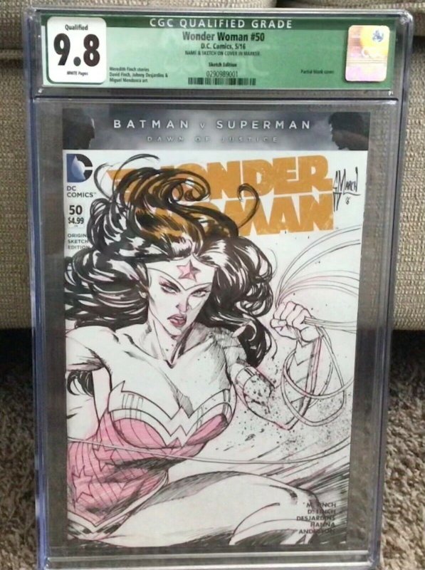 Wonder Woman 50, Gold Sketch Edition, 1 of 13 in world. CGC 9.8!!!