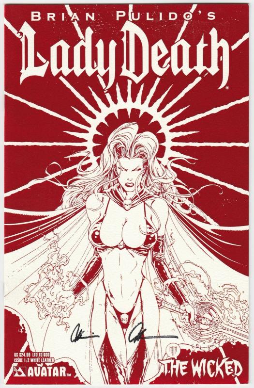 Lady Death The Wicked #1/2 White Leather Limited Edition of 600 Signed (NM)