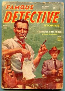 Famous Detective Stories Pulp February 1956- Homicide Honeymoon G