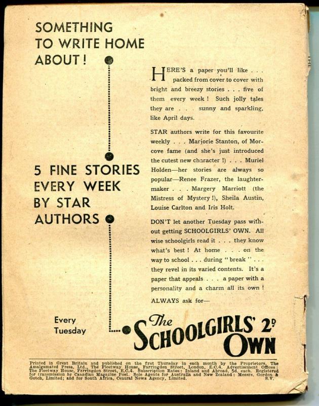 Schoolgirls Own Library # 485 1935-Marjorie Stanton-British Digest/Dime Novel-VG