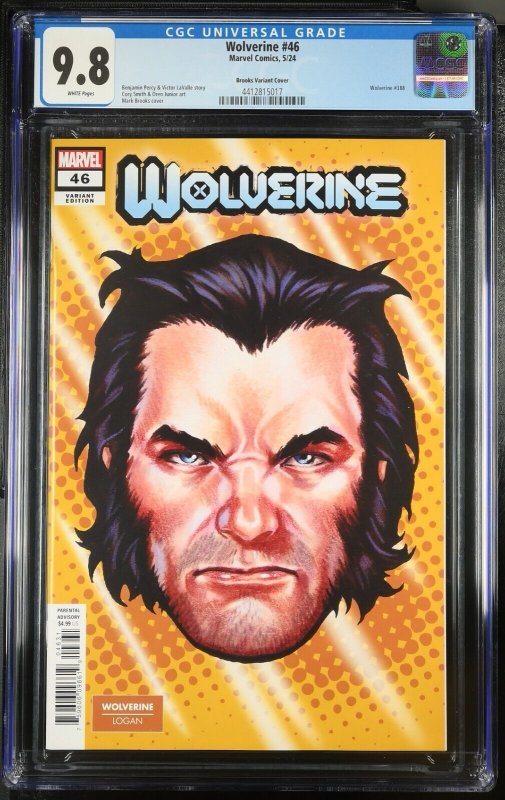 Wolverine #46 CGC 9.8 Mark Brooks Headshot Variant Cover Marvel 2024 White Pages