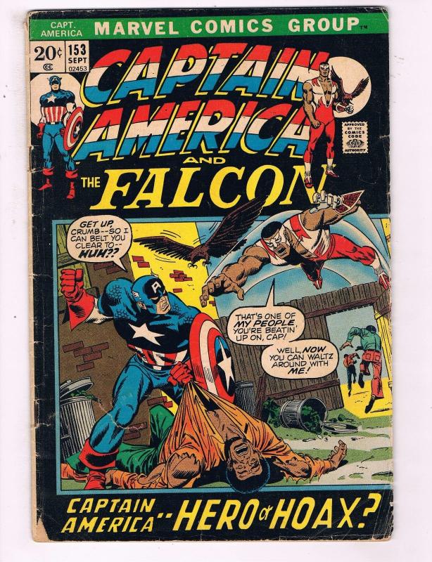 Captain America # 153 VG Marvel Comic Book Bronze Age Falcon Avengers Zemo BN3