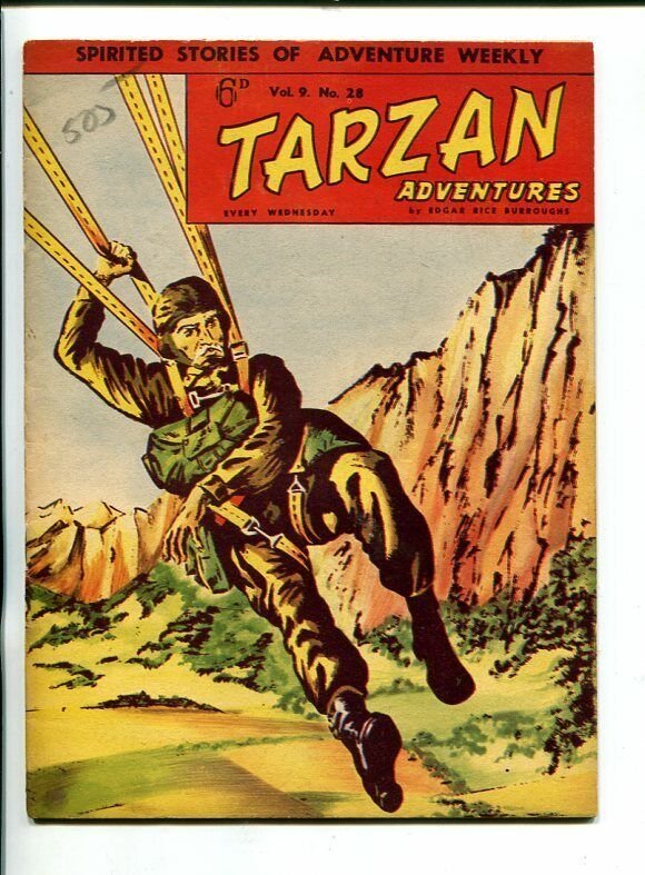 TARZAN ADVENTURES--VOL9 #28-1959-PARACHUTE COVER -JOHN CELARDO ART-fn