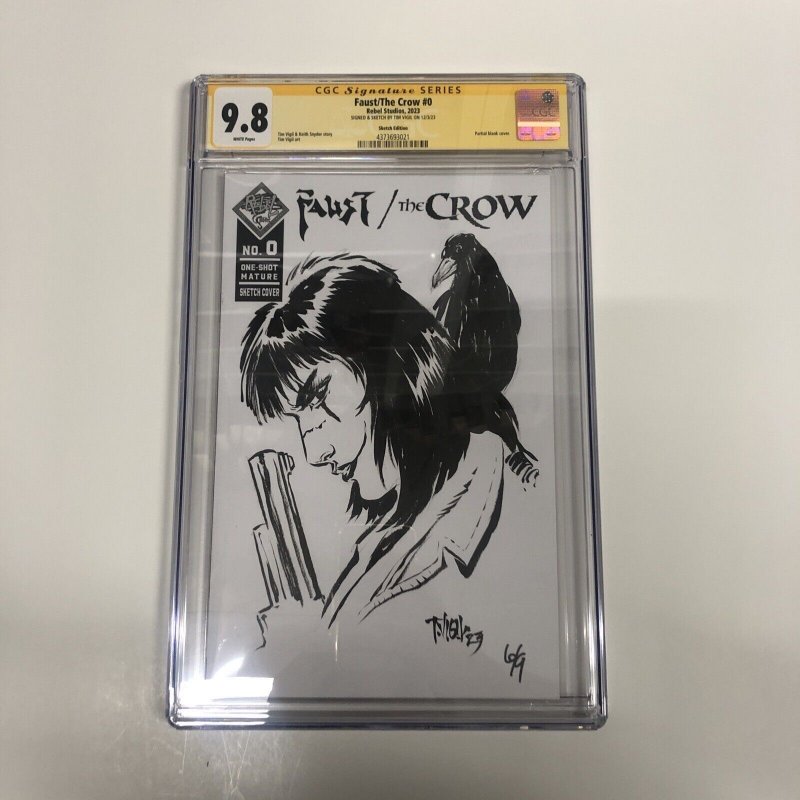 Faust Crow (2023) # 0 ( CGC 9.8) Signed & Sketch Tim Vigil * Sketch edition 6/9