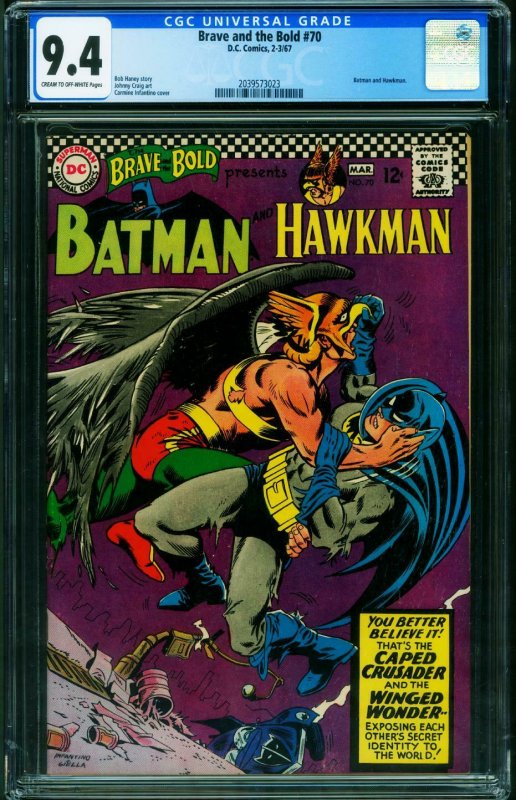 BRAVE AND THE BOLD  #70 CGC 9.4 BATMAN-HAWKMAN 2039573023