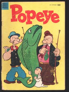 Popeye #33 1955-Dell-Fish Cover-Dinosaur story-G