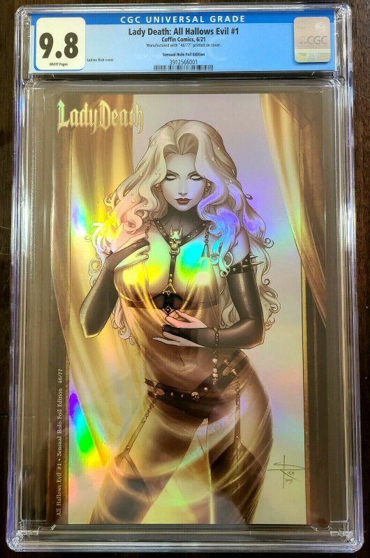 Lady Death All Hallows Evil #1 Holo Foil Edition CGC 9.8 Coffin Comics Ltd /77 