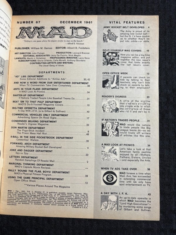 1961 MAD Magazine #67 VG- 3.5 Special Fall Issue / Alfred E Newman