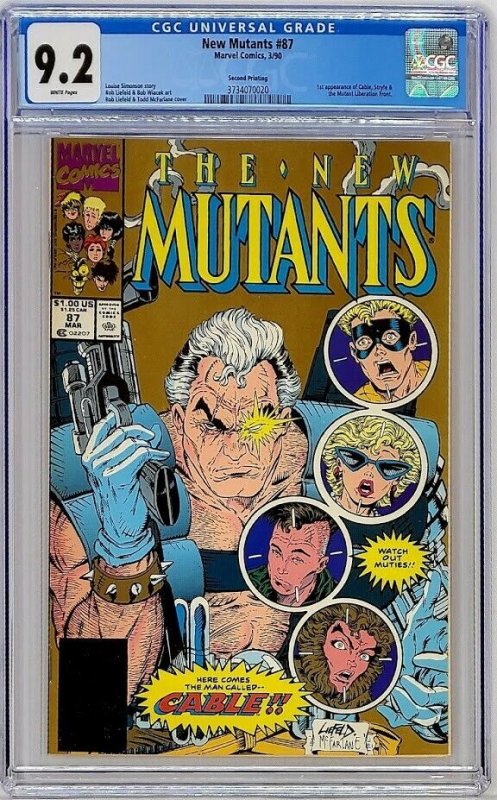 NEW MUTANTS #87 2ND PRINT GOLD VARIANT COVER 1990 1ST CABLE MARVEL COMICS NM 