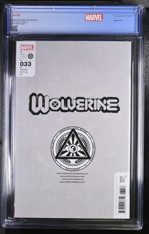 Wolverine 33 CGC 9.8 Williams Variant Cover