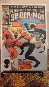 The Spectacular Spider-Man #116 1st Foreigner App Newsstand Marvel 1986