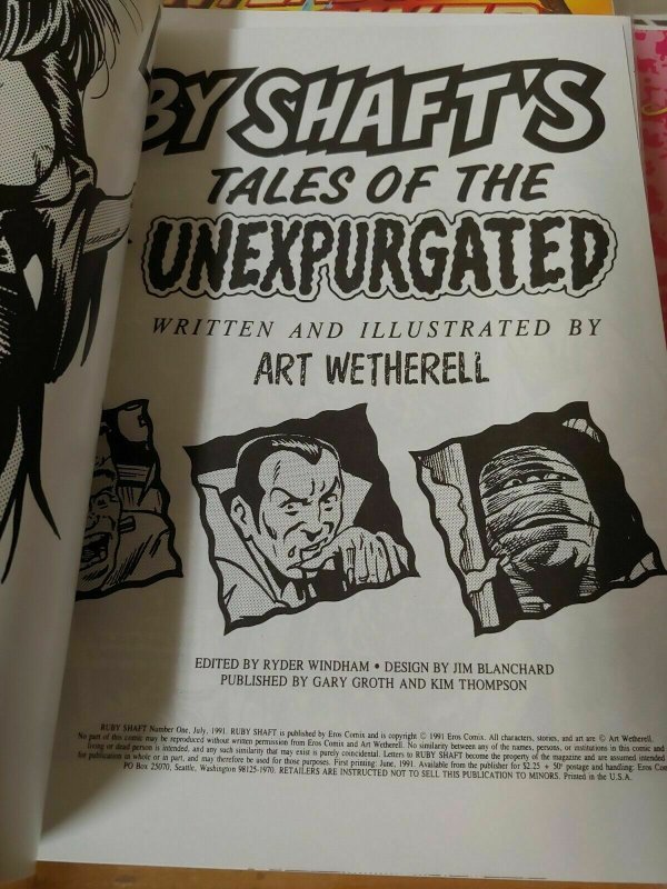 RUBY SHAFT'S TALES OF THE UNEXPURGATED #1 INDIE COMIC 1991 HORROR RARE!!