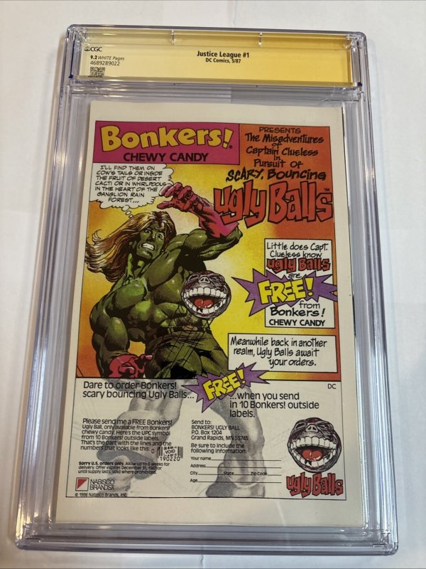 Justice League (1987) # 1 (CGC 9.2 SS) Signed Kevin Maguire • Story Giffen !