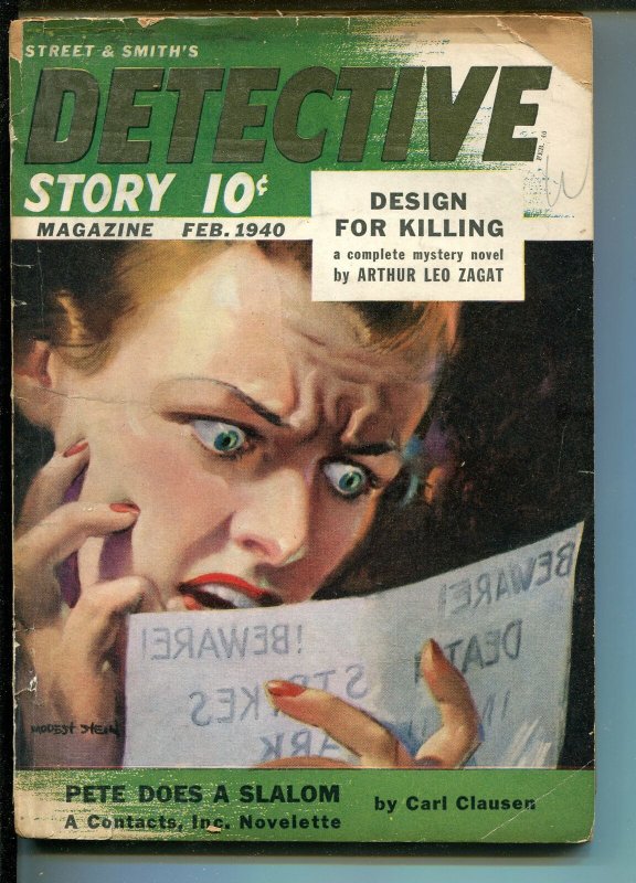 DETECTIVE STORY-02/1940-ARTHUR LEO ZAGAT-HARD BOILED-PULP-CONTRACTS INC-vg minus 