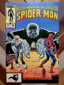 Spectacular SPIDER-MAN #98 (Marvel 1985) VF 1st App SPOT + KINGPIN & BLACK CAT