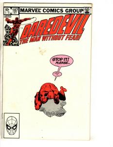 Daredevil # 187 FN Marvel Comic Book Frank Miller Elektra Bullseye J306