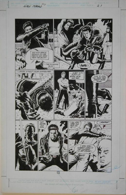 PAUL GULACY original art, SLASH MARAUD #3 pg 21, 13x20,1987, Big fight scene