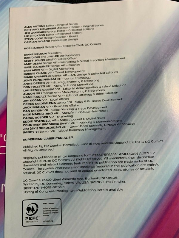 2016 SUPERMAN American Alien HC/DJ VF/VG 1st DC Comics