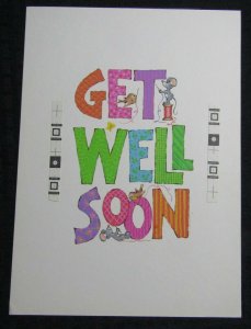 GET WELL SOON Painted Mice & Birds w/ Thread 7.5x9.5 Greeting Card Art #C9523