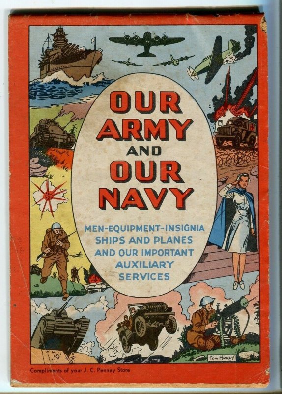 OUR ARMY AND NAVY 1942-JC PENNEY PROMO BOOK-WWII-TOM HICKEY COMIC ART-g/vg